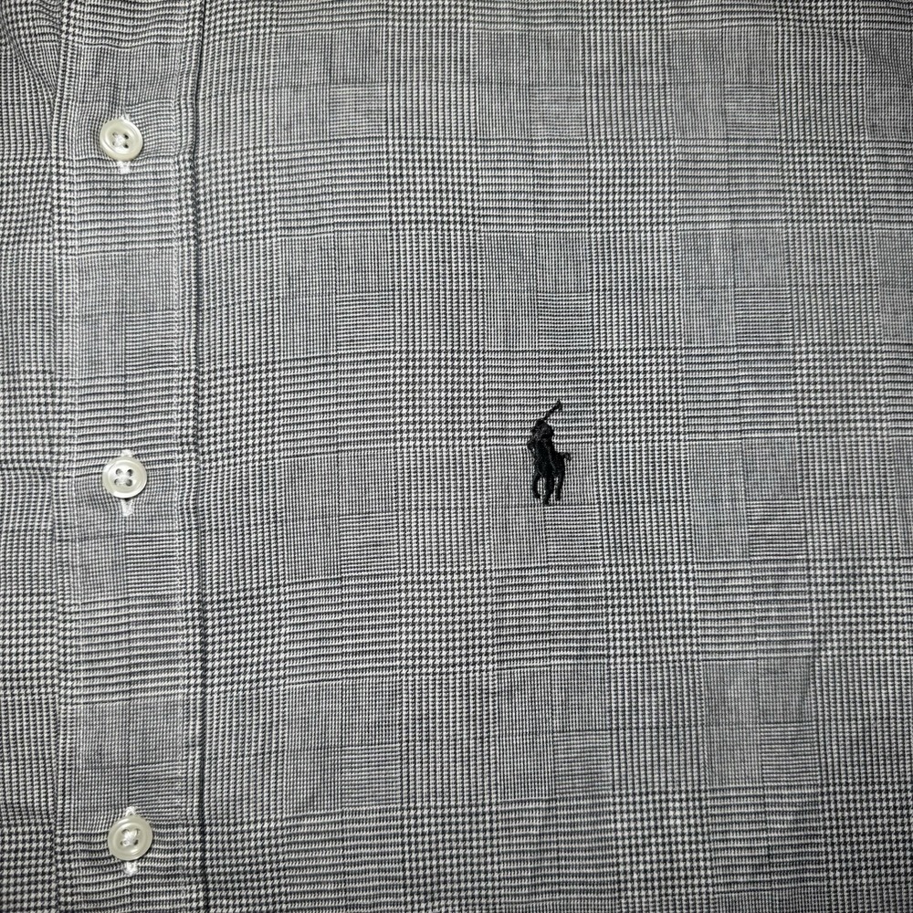 VTG Polo Ralph Lauren Blake Long Sleeve Button Down Shirt Glen Check Men XL Gray - Picture 2 of 12